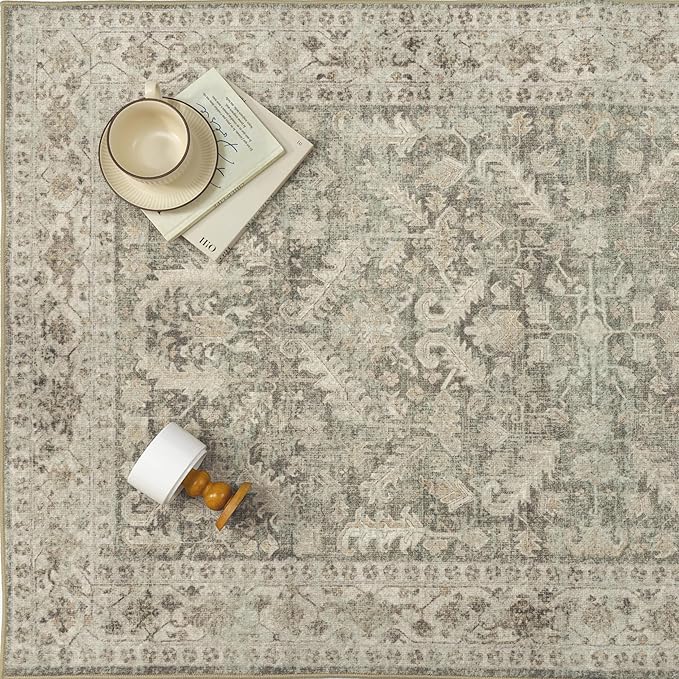 Brown 3x5 Entryway Rug Vintage Area Carpet Indoor Office Washable Door Mat Entrance Small Low Pile Traditional Distressed Retro Accent Throw Rug Non Slip Kitchen Bathroom