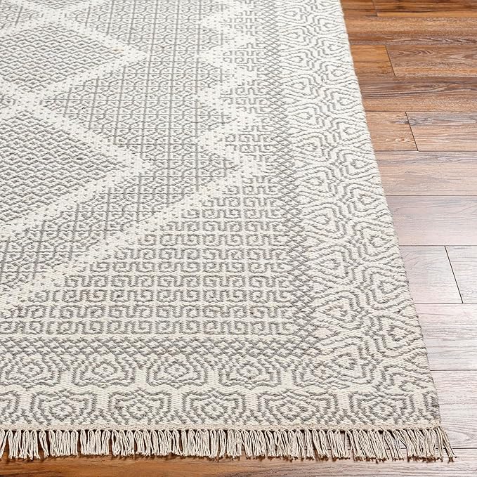 Mark&Day Wool Rugs, 5x7 Nishnabotny Cottage Light Gray Area Rug, Grey Beige Carpet for Living Room, Bedroom or Kitchen (5' x 7'6")