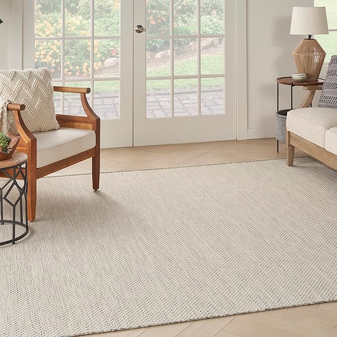 Nourison Home Courtyard Ivory Silver 6' x Square Area Rug - Easy Clean, Non Shedding, Bed Room, Living Room, Dining Room, Kitchen (6' x Square)