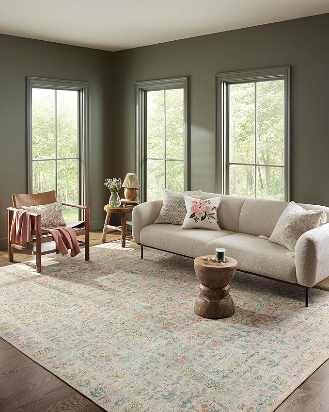 Loloi Rifle Paper Co. Maison Collection MAO-07 Khaki 8'-4" x 11'-6", .19" Pile Height, Area Rug