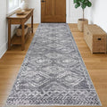 KILOCOCO Hallway Runner Rug 3'x10' Runners for Hallways Washable Runner Rug Non Slip Rubber Backed Low-Pile Runners for Bedroom Kitchen Living Room Laundry Room Boho Rugs, Grey