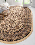 Unique Loom Sialk Hill Collection Area Rug - Washington (7' 10" x 10' Oval Ivory/Black)