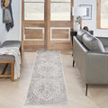 Nourison Home Astra Machine Washable Silver Grey 2'2" x 12' Area Rug - Easy Clean, Non Shedding, Bed Room, Living Room, Dining Room, Kitchen (12' Runner)