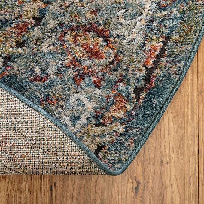 Unique Loom Isabella Collection Area Rug - Rossellini (5' 1" x 8' Oval, Blue/ Beige)