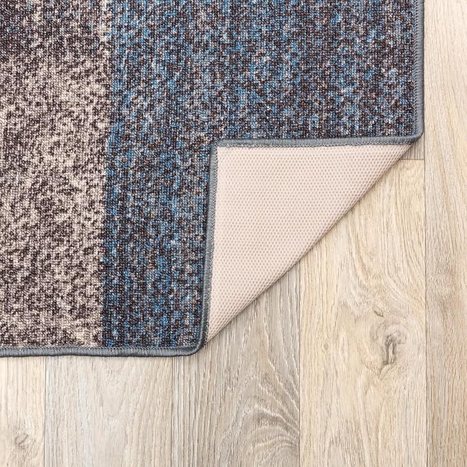 Rugshop Modern Boxes Design Non-Slip (Non-Skid) Round Area Rug for Living Room, Entryway,Kitchen,Breakfast Nook 8' Blue