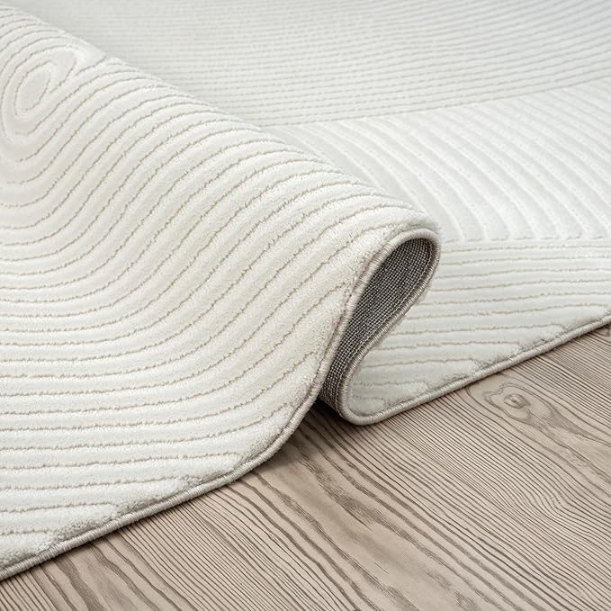 Abani Cream Area Rug for Living Room, Bedroom- Zen Reiki Pattern- 2'6" x 6' -Durable & Easy to Clean