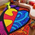 Abstract Area Rugs - Colorful Pop Art Rug 3x5, Hippie Aesthetic Funky Washable Lightweight Carpet Room Decor #C120