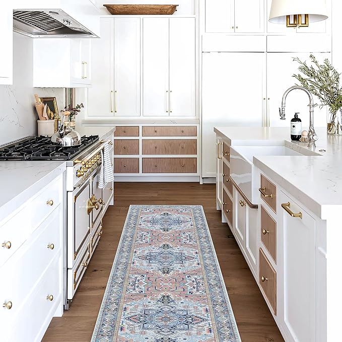 Washable Area Rug. Modern Farmhouse. Vintage. Turkish. Bohemian. Distressed. Oriental. Traditional. Rugs for Living Room. Dining. Bedroom. Office. Entryway. Foyer. (861NT, 2'5" x 6'5")