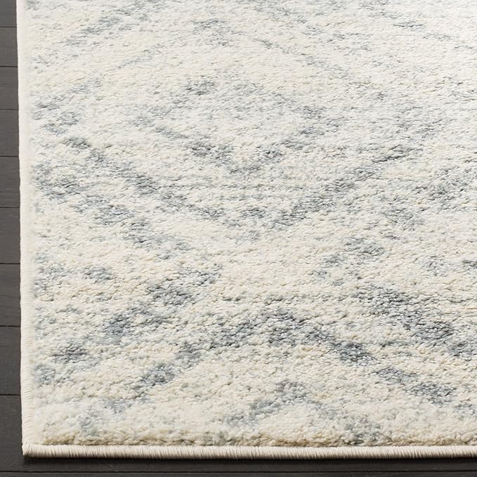 SAFAVIEH Adirondack Collection Area Rug - 10' x 14', Ivory & Light Blue, Modern Diamond Distressed Design, Non-Shedding & Easy Care, Ideal for High Traffic Areas in Living Room, Bedroom (ADR131T)