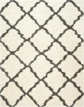 SAFAVIEH Dallas Shag Collection Area Rug - 8'6" x 12', Ivory & Dark Grey, Trellis Design, Non-Shedding & Easy Care, 1.5-inch Thick Ideal for High Traffic Areas in Living Room, Bedroom (SGD257H)