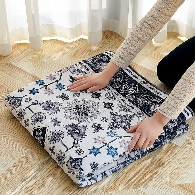 Area Rugs 4x6,Boho Vintage Oriental Washable Rugs,Collapsible Area Rug for Bedroom, Entryway, Kitchen, Bathroom