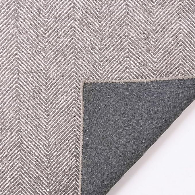 Modern Herringbone Chevron Collection Handcrafted Wool Area Rug - Durable, Zigzag Pattern, for High Traffic, Contemporary Design for Living Room, Bedroom, Dining Room Decor (Smoke Grey, 10' x 12')