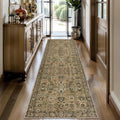 Tangsoo Brown 2.6x10 Hallway Runner Rugs, Washable Runner Rug for Hallways Non Slip, Floral Vintage Soft Low Pile 10ft Long Rug Runner, Indoor Carpet Runners for Living Room Kitchen Bedroom Entryway