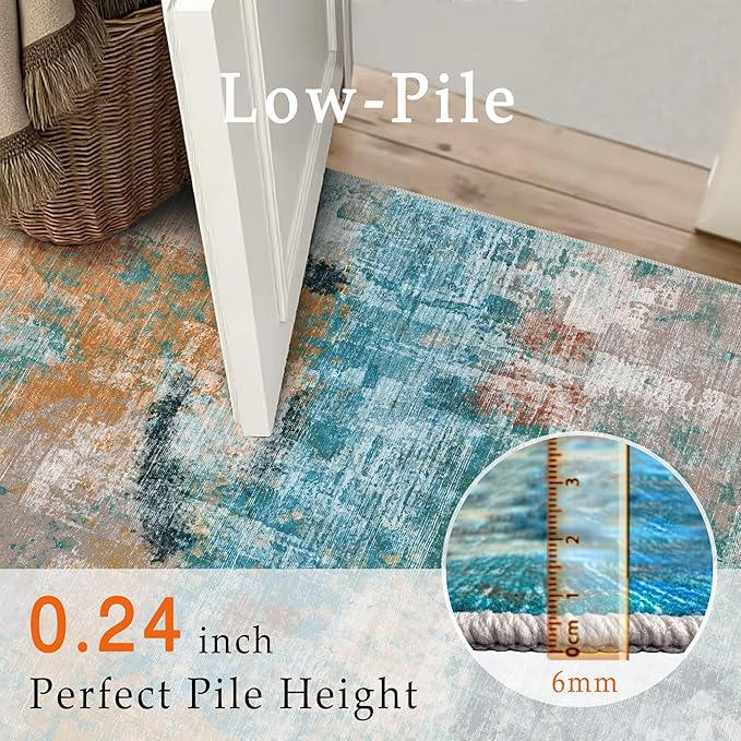 vivorug Round Rug 6ft Abstract Round Area Rug Non-Slip Indoor Carpet for Living Room Bedroom Entryway, Stain Resistant Home Decor Circle Rug, Rosy Clouds