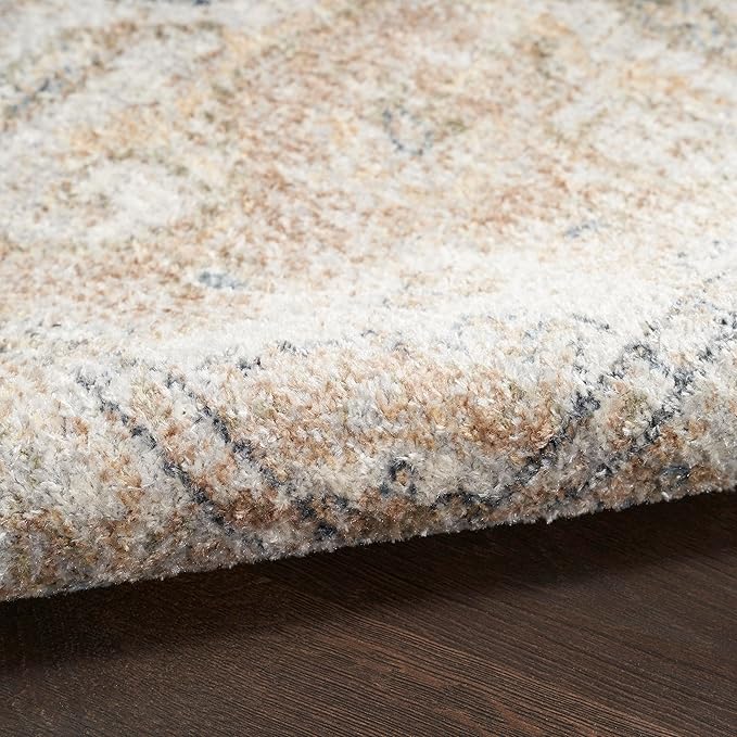 Nourison Home Astra Machine Washable Beige 5'3" x Round Area Rug - Easy Clean, Non Shedding, Bed Room, Living Room, Dining Room, Kitchen (5' x Round)