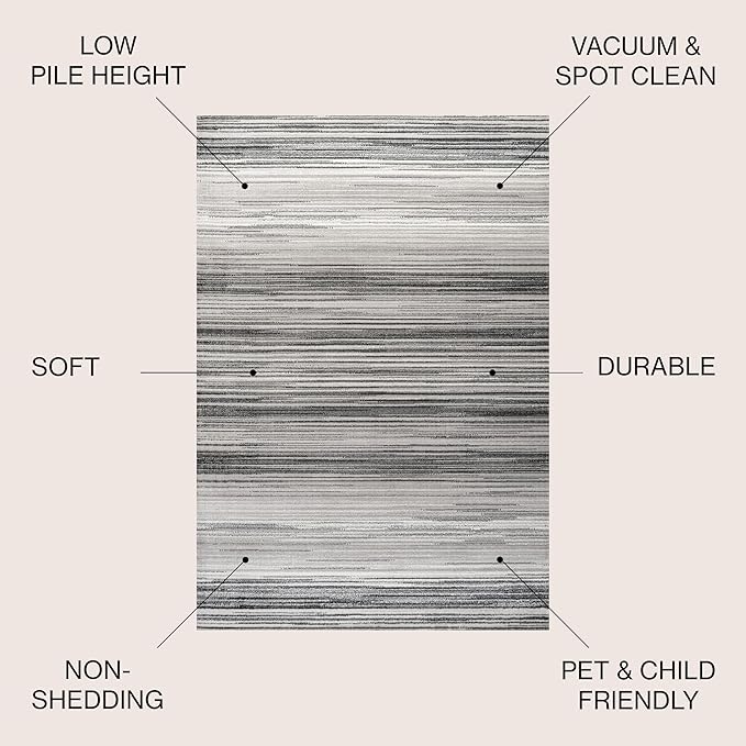 JONATHAN Y Austin Gradient Striped Gray/Black Indoor Area Rug, 4x6, Modern, Contemporary, Easy-Cleaning for Living Room, Bedroom, Kitchen, Pet Friendly, Non-Shedding (LUX103A-4)