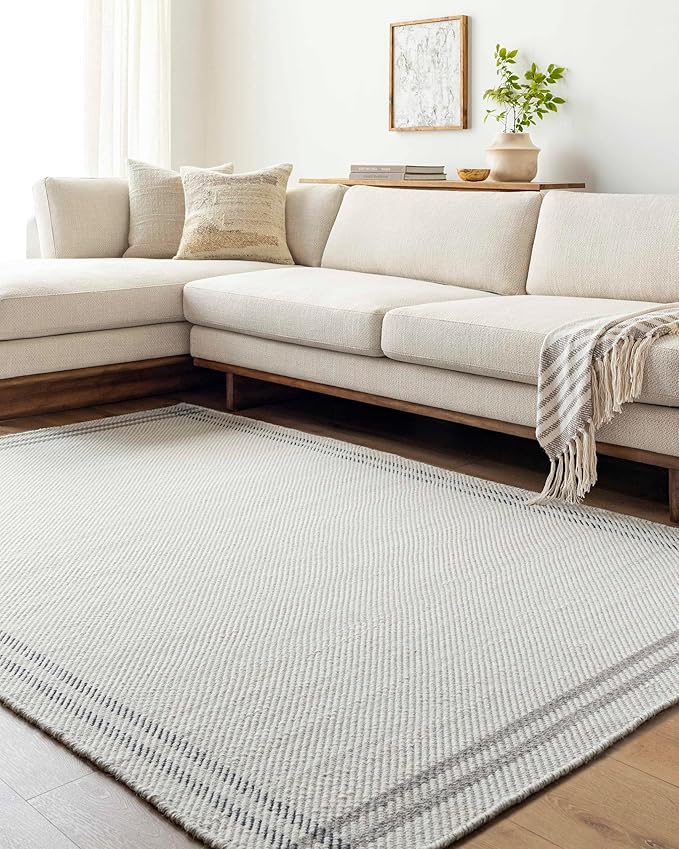 Mark&Day Wool Rugs, 2x8 Janmichael Cottage Light Silver/Charcoal Runner Area Rug, Silver Grey Carpet for Hallway, Kitchen, Bedroom or Living Room (2'6" x 8' Runner)
