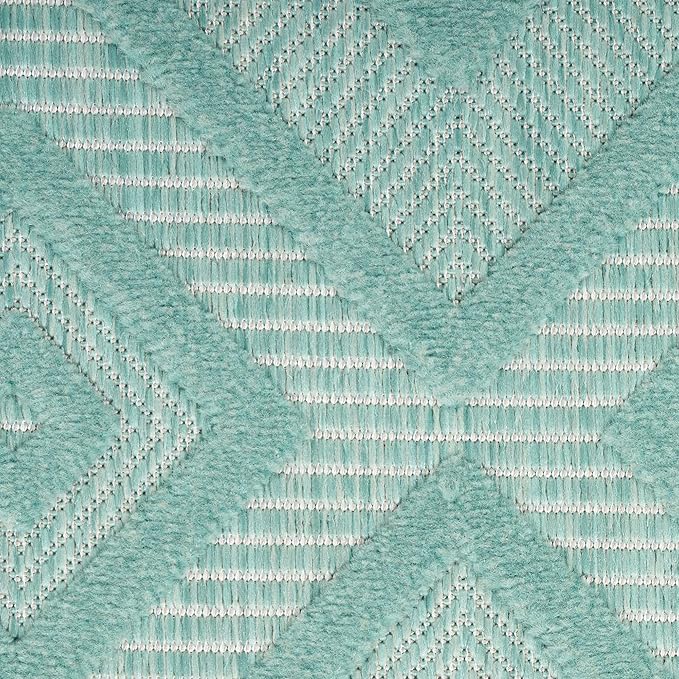 Nourison Home Versatile Aqua Teal 9' x 12' Area Rug - Easy Clean, Non Shedding, Bed Room, Living Room, Dining Room, Kitchen (9' x 12')