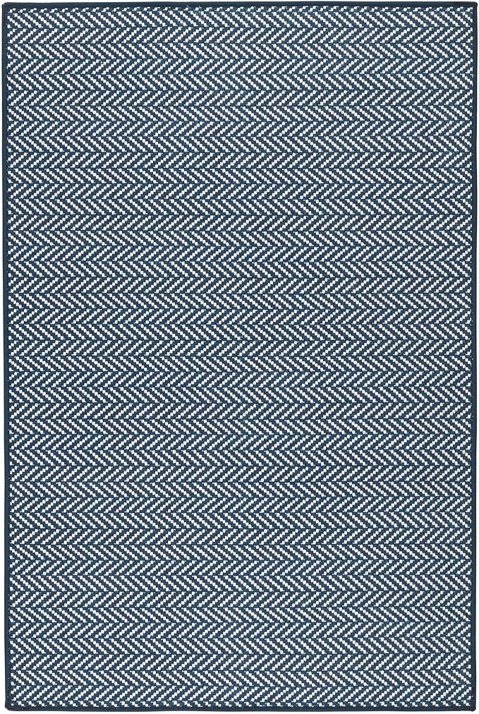 Dash and Albert Herringbone Machine Washable Area Rug - 5' x 8' Navy - Geometric Accent Rug - Anti-Slip Backing, Lightweight, Machine Washable, High Traffic Areas Kitchen, Mudroom, Laundry Room