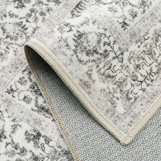 Black Runner Rug 2x14 Hallway Machine Washable Kitchen Vintage Distressed Non Slip Long Carpet Indoor Retro Floral Bedroom Accent Throw Rug for Bathroom Office Laundry Dining Living Room