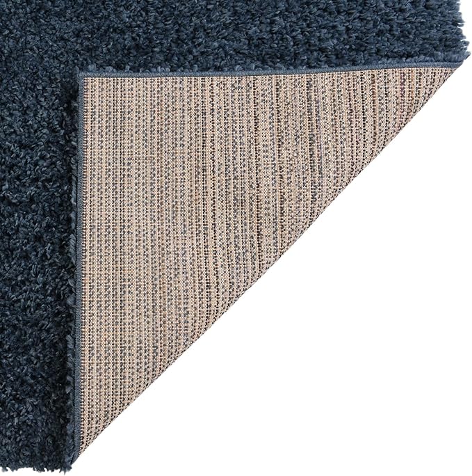 Unique Loom Davos Shag Collection Area Rug - Solid (2' x 8' Runner, Marine Blue)