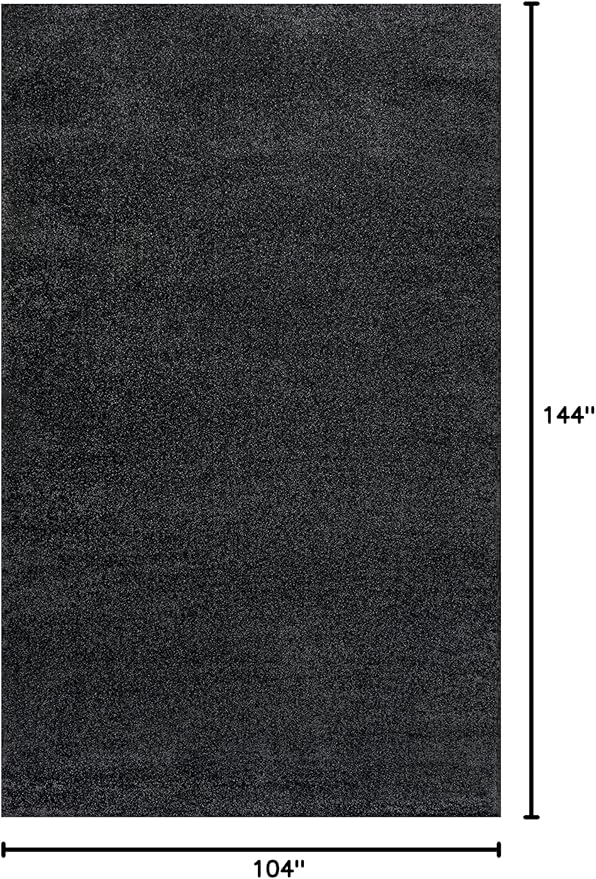 Eyely UES100I-9 Supersoft Haze Solid Low-Pile Indoor Area Rug Casual;Contemporary;Solid;Traditional, Bedroom, Kitchen, Living Room, Easy-Cleaning, Non-Shedding, 9 X 12, Black