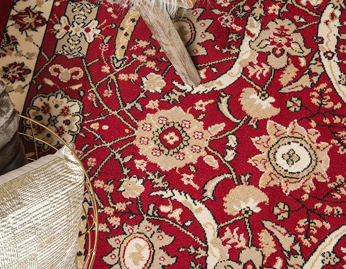 Unique Loom Espahan Collection Area Rug - Cape Cod (6' 1" x 9' Rectangle, Red/ Beige)
