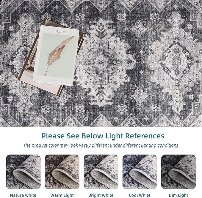 Dripex Washable Area Rug 6x9 Living Room Rug Stain & Water Resistant Foldable Thin Vintage Rugs Bedroom Rug Floor Carpet for Dining Room Kitchen Bathroom Farmhouse Office