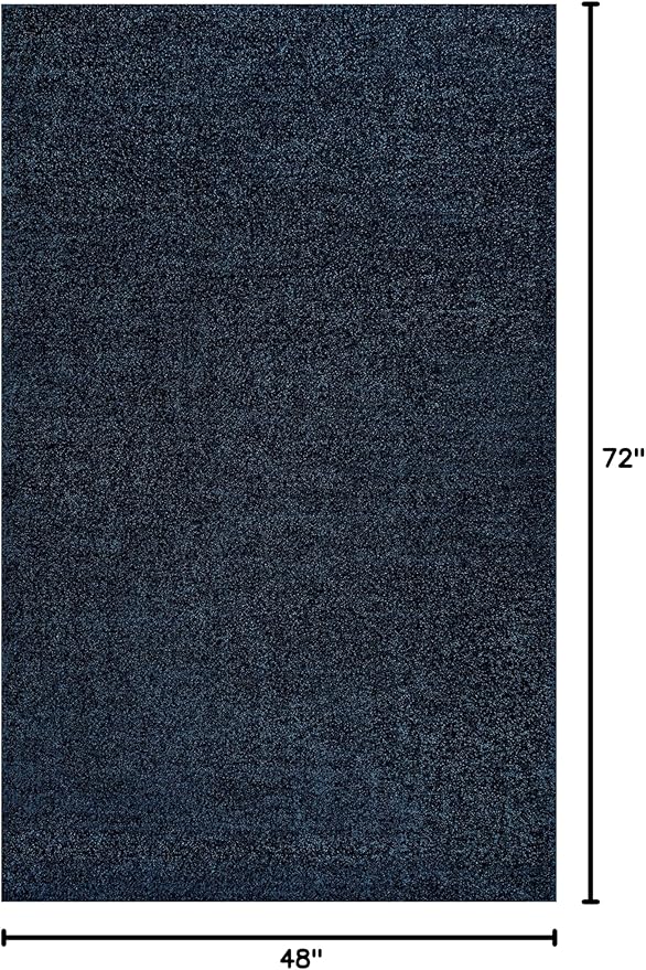 Eyely UES100C-4 Supersoft Haze Solid Low-Pile Indoor Area Rug Casual;Contemporary;Solid;Traditional, Bedroom, Kitchen, Living Room, Easy-Cleaning, Non-Shedding, 4 X 6, Navy