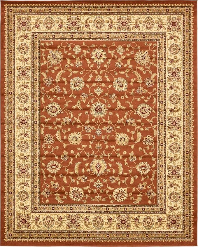 Unique Loom Voyage Collection Traditional Oriental Classic Intricate Design Area Rug (8' 0 x 10' 0 Rectangular, Terracotta/Ivory)