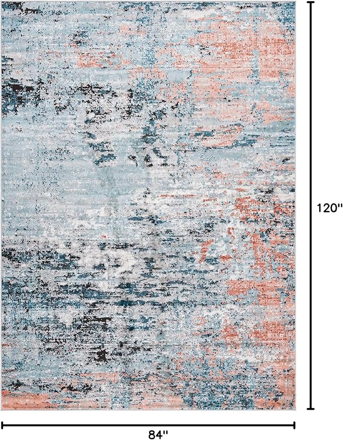 Rugs.com Leipzig Collection Area Rug – 7X10 Multi Low-Pile Rug Perfect for Bedrooms, Dining Rooms, Living Rooms