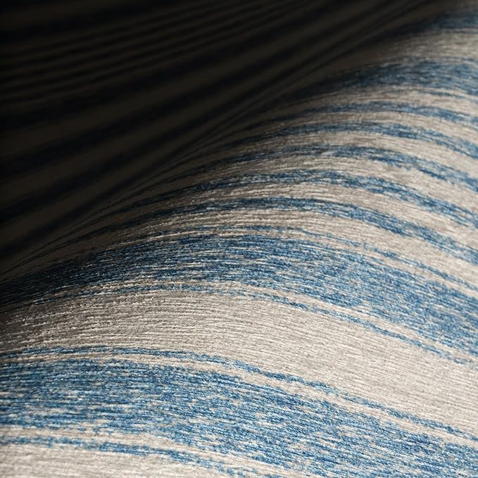 Dash & Albert Vion Blue Machine Washable Rug, 9.5 X 13.5 Feet, Blue/Grey Stripe Pattern