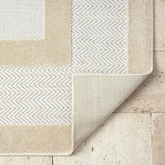Abani Area Rugs - Modern Minimalist Pattern - Cream Rug for Living Room, Bedroom, Dining Room - Indoor/Outdoor - Easy to Clean - Non-Shedding - 5' x 8'