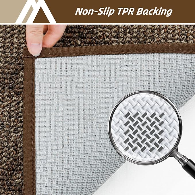 COSY HOMEER Non-Slip Door Mat 20"x32", Entryway Rugs Low Profile Absorbent Dirt Trapper Doormat for Front Entrance, Washable Polypropylene Entry Mat (Brown)