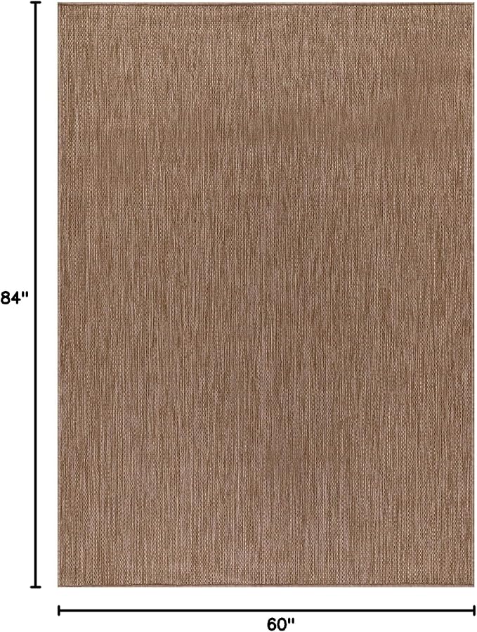 CAMILSON Outdoor Rug 5x7 Modern Area Rugs for Indoor and Outdoor Patios and Porches - Waterproof, Washable, Non-Shedding, Easy-to-Clean Outside Carpet (5 x 7, Solid - Jute)