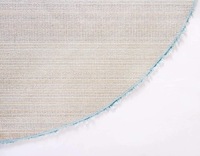 Unique Loom Davos Shag Collection Area Rug - Solid (10' Round, Aqua)