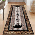 Unique Wildlife Runner Rug, 3.3x10ft, Bear Border Design Area Rug, Rustic Log Cabin Runner for Entryway, Rubber Backing Durable Floor Rug, Vintage Western Decoration, Fade-Resistant Print Carpet