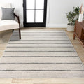 JONATHAN Y Williamsburg Minimalist Stripe Cream/Gray Indoor Area Rug, 4x6, Contemporary, Modern, Easy-Cleaning for Living Room, Bedroom, Kitchen, Pet Friendly, Non-Shedding (MOH201A-4)