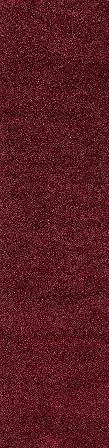 Eyely UES100Q-212 Supersoft Haze Solid Low-Pile Indoor Runner Rug, Coastal, Bohemian, Minimalist, Classic, Casual for Bedroom,Kitchen,Living Room,Non Shedding,Easy-Washing, Red, 2 X 12