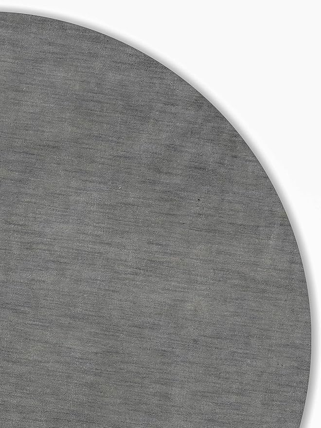 Hand Knotted Loom Wool ECO-Friendly Area Rugs - 8'x8', Round, Light Blue Color, Solid Plain Design, High Pile Handmade Anti Skid Area Rugs for Living Room, Bed Room (L00111)