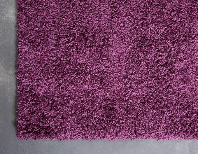 Unique Loom Solid Shag Collection Area Rug (2' 6" x 16' 5" Runner, Eggplant Purple)