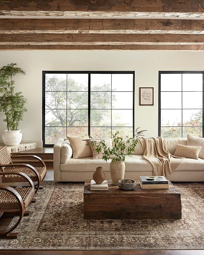 Loloi Magnolia Home by Joanna Gaines Sinclair Collection SIN-01 Rust/Lagoon 7'-6" x 9'-6", .25" Pile Height, Machine Washable, Area Rug