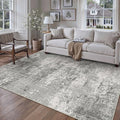 5x7 Grey Area Rug Washable Non Slip Modern Abstract Living Room Carpet Neutral Low Pile Soft Gray Bedroom Contemporary Throw Rug Indoor for Kitchen Office Laundry Dining Room
