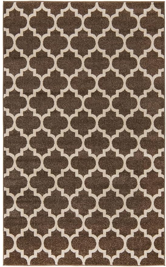 Rugs.com Lattice Collection Rug – 5' x 8' Brown Medium Rug Perfect for Bedrooms, Dining Rooms, Living Rooms