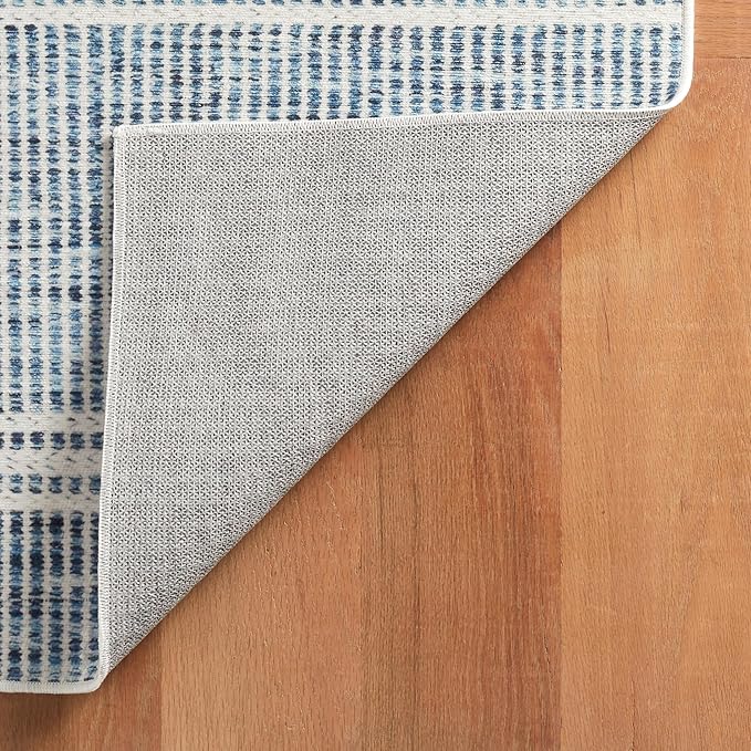 Dash & Albert Malta Blue Machine Washable Rug, 8.5 X 11.5 Feet, Blue Stripe Pattern