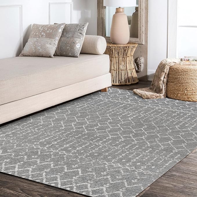 JONATHAN Y Boho Vintage Diamond Gray/Ivory Indoor Area Rug 4X6 ft, Moroccan Hype for Living Room, Bedroom, Kitchen, Office, Easy-Cleaning, High Traffic, Pet-Friendly, Non-Shedding (MOH101C-4)