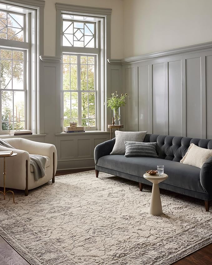 Loloi Magnolia Home by Joanna Gaines Gigi Collection GIG-02 Ivory/Stone 6'-7" x 9'-2" Area Rug