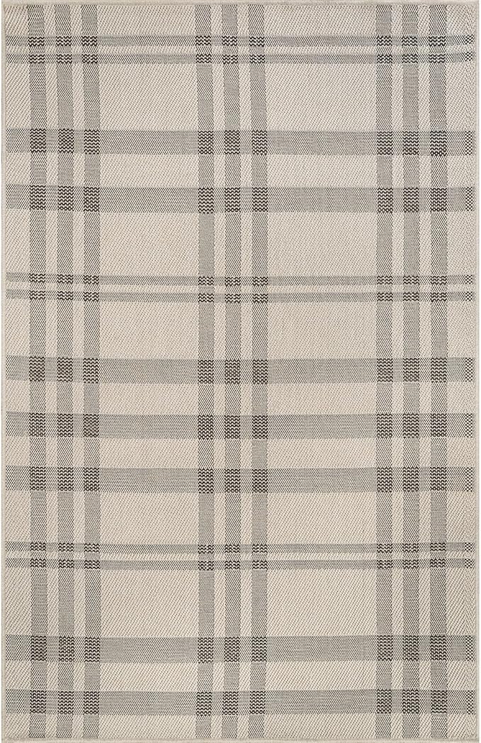 CAMILSON Easy Jute Rug 6x9, Indoor Outdoor Off-White Color Fiber Area Rugs for Entry, Living Room and Farmhouse Rug, Checkred Boho Woven Design, Easy-Cleaning, Washable Outside Carpet (6 x 9)