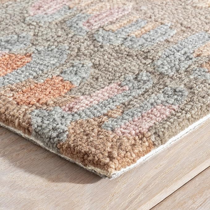 Dash and Albert Paint Chip Wool Area Rug - 6' x 9' Stone Graphic Hand Micro Hooked Accent Rug - Durable, High Traffic Areas Hallway, Living Room, Stairs