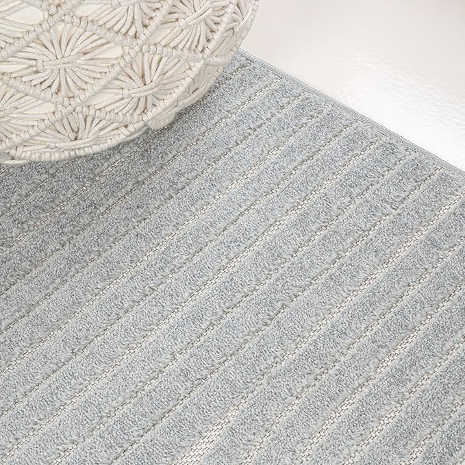 JONATHAN Y Hallie High-Low Curve Light Blue/Cream 8x10 Indoor/Outdoor Area Rug, Minimalist Geometric, Pet Friendly, for Patio, Backyard, Living Room, Bedroom, Office, Hose-Washable (SCN100E-8)